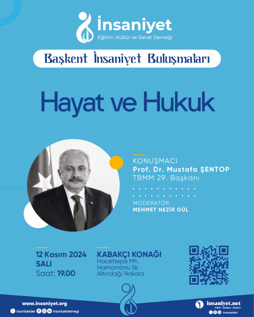 Başkent İnsaniyet Buluşmalarında Konuğunuz Prof. Dr. Mustafa Şentop
